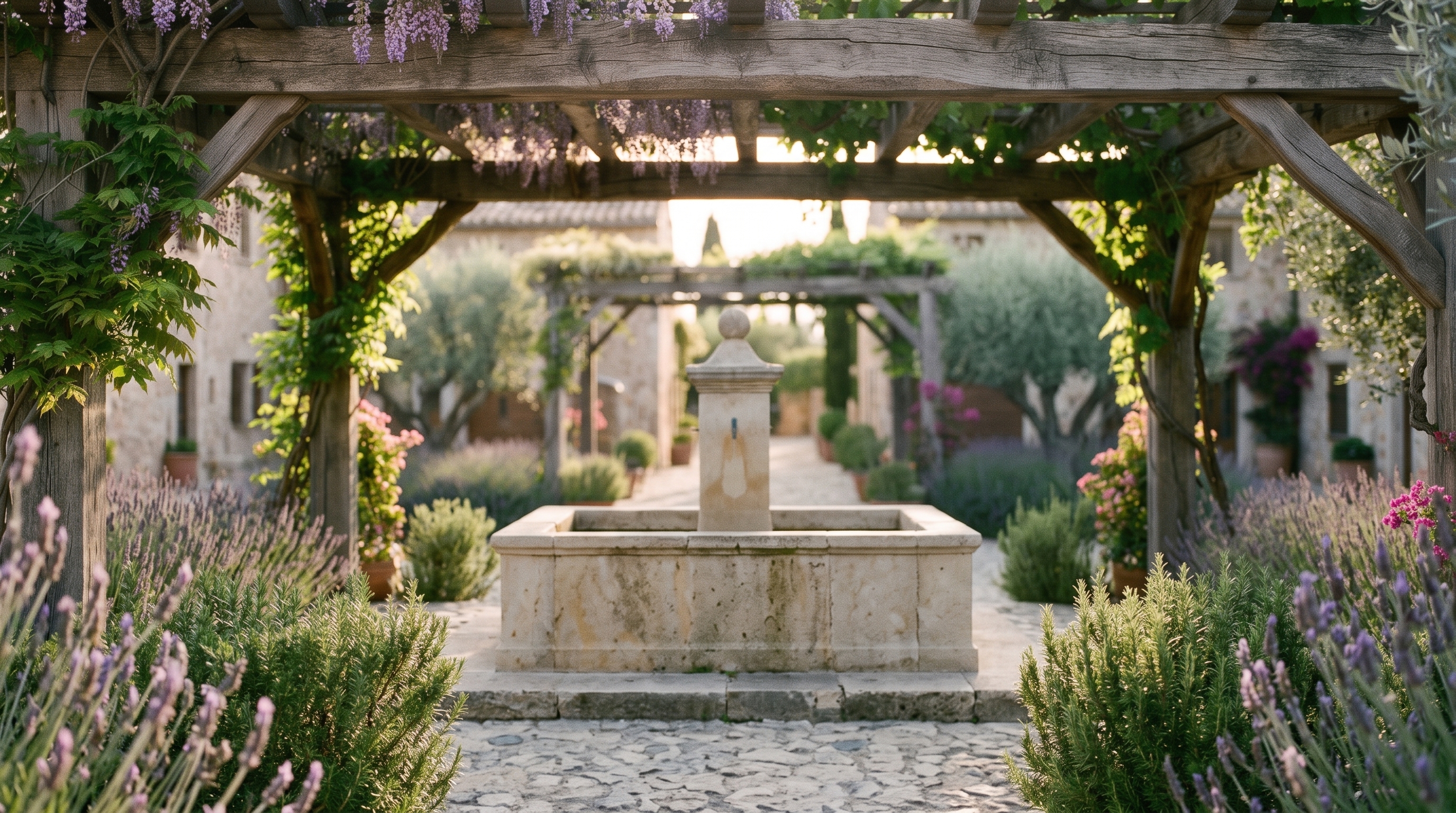 Fountain in the village square — Residenza Oliveto concept study