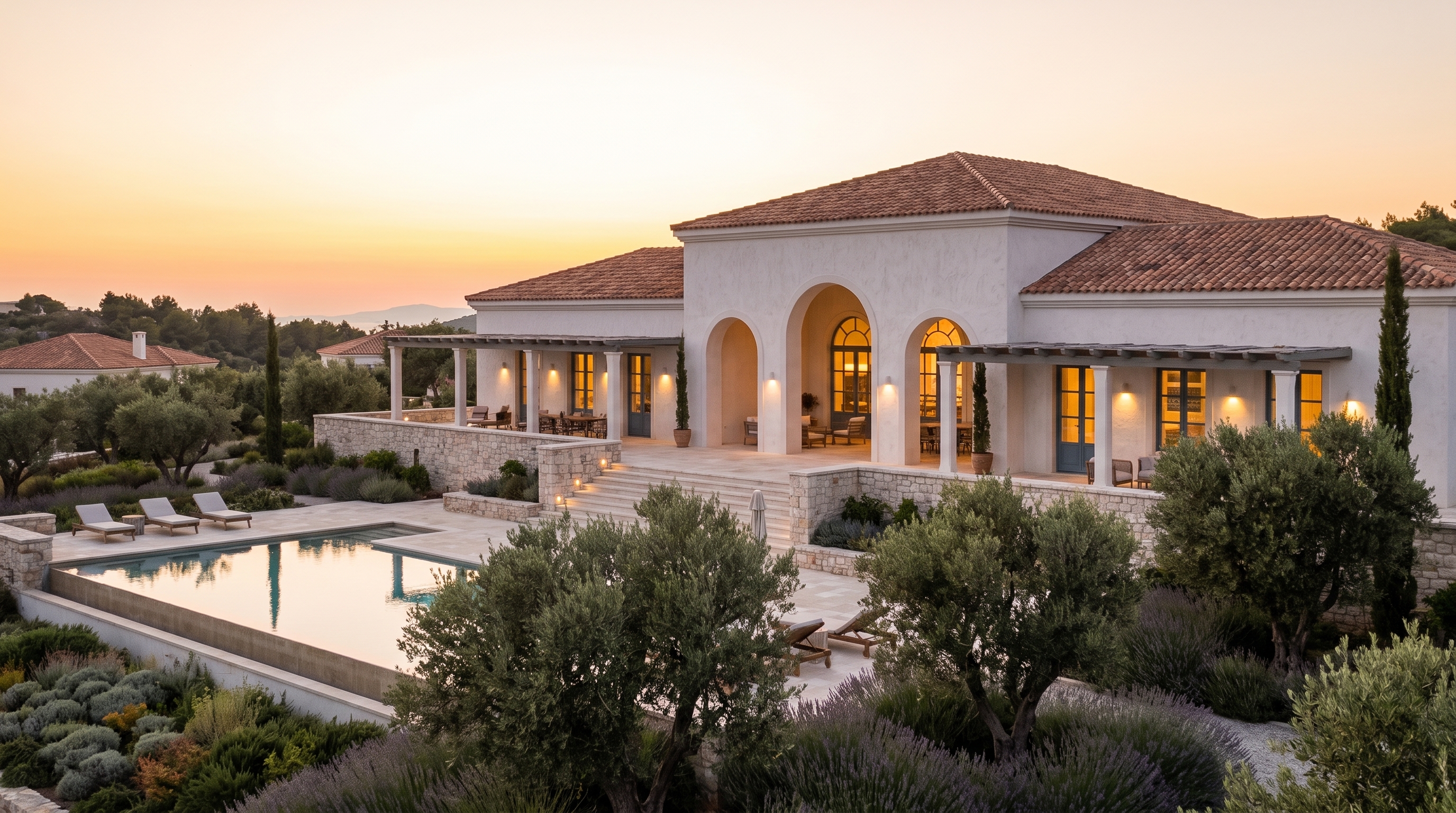 Clubhouse at dusk — Orizon Residencial concept study