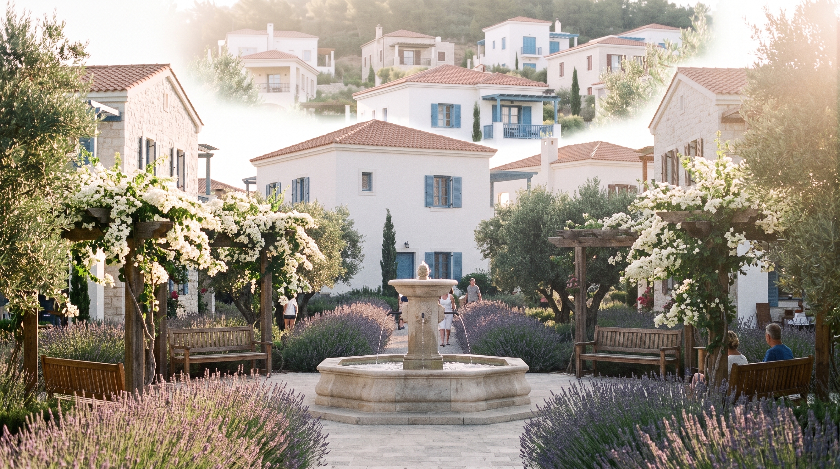 Square with stone fountain — Orizon Residencial concept study