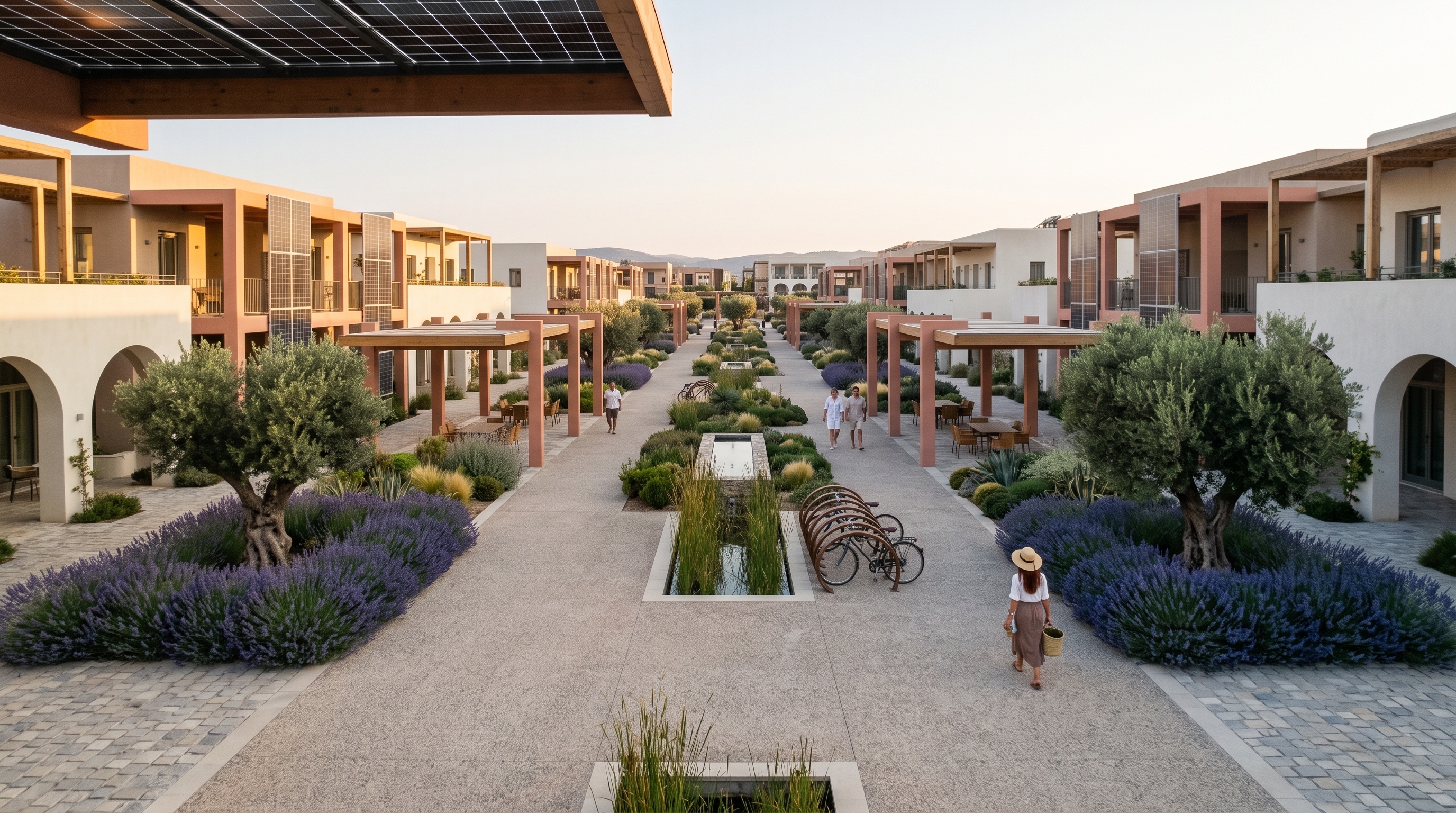 Residents walking on the boulevard — Porto Eco-Resort concept study