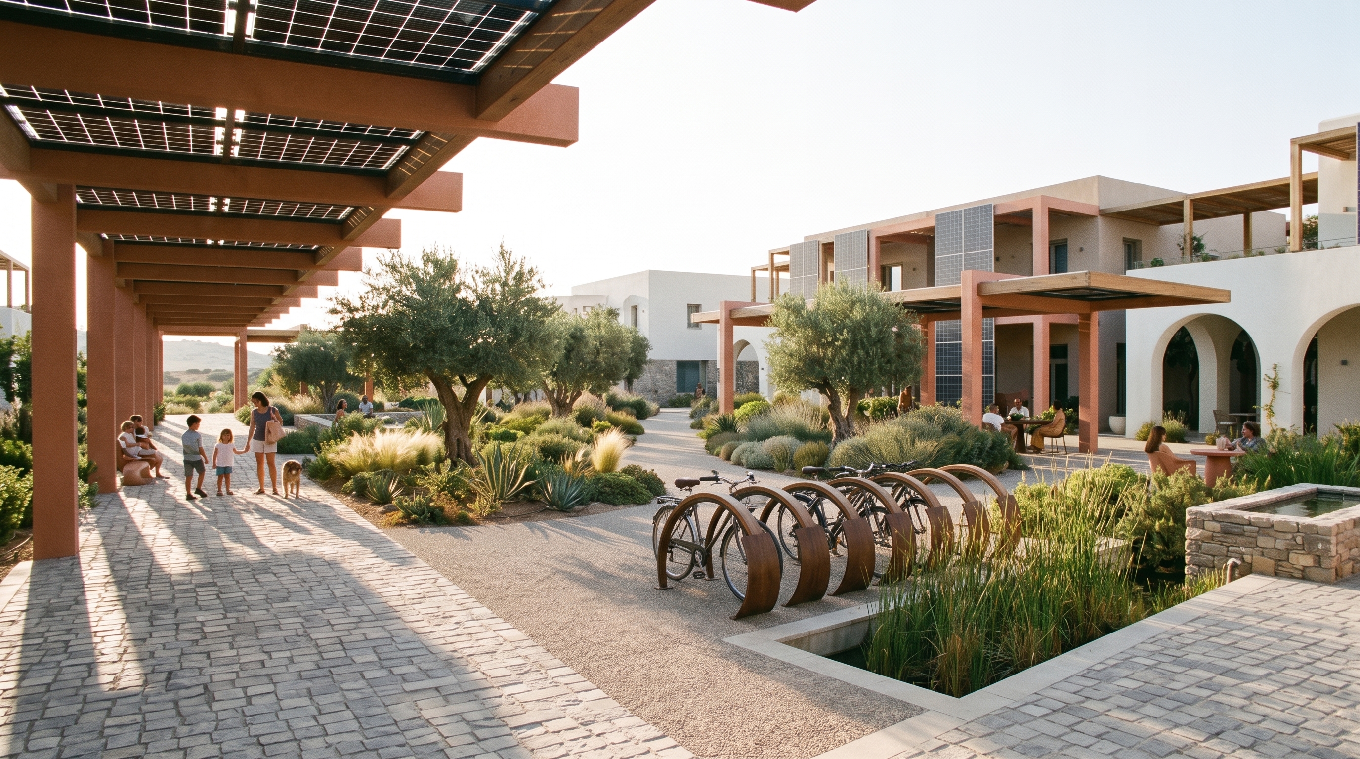 Sustainable plaza with olive trees — Porto Eco-Resort concept study