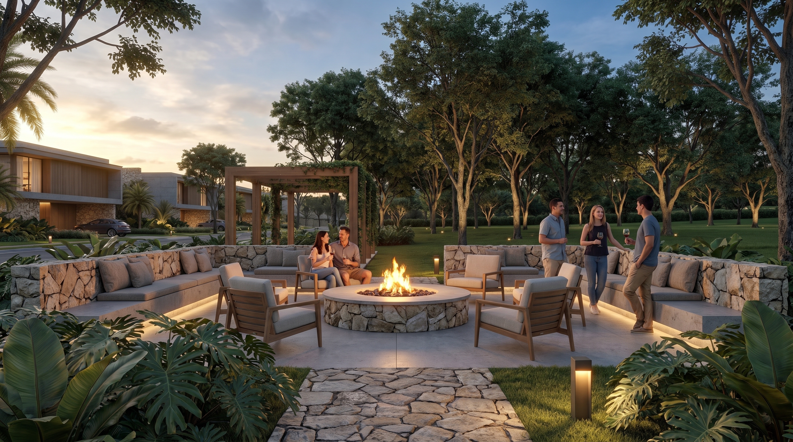 Fire pit do estudo conceitual Terras da Alvorada