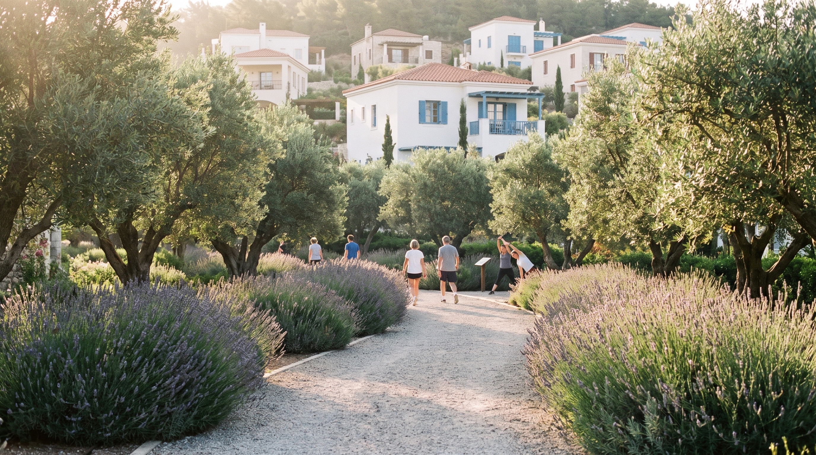 Residents walking among lavender — Orizon Residencial concept study