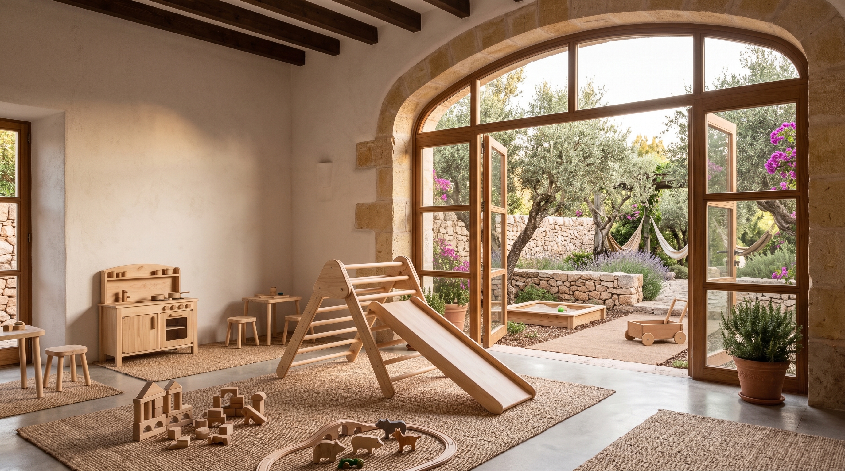 Children in the wooden play area — Residenza Oliveto concept study