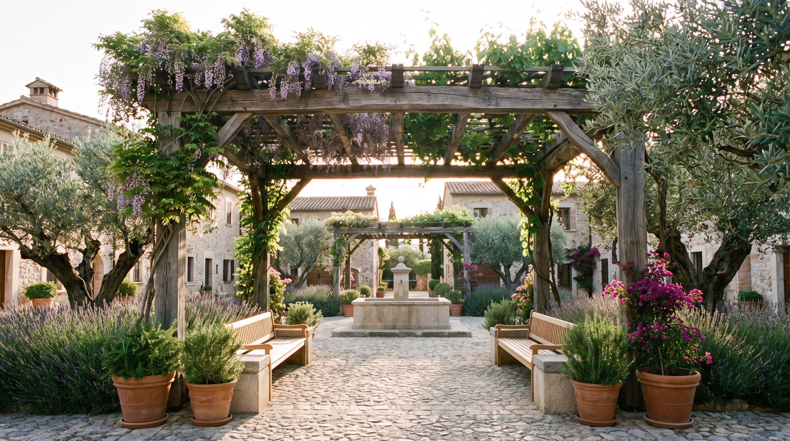 Mediterranean living square — Residenza Oliveto concept study